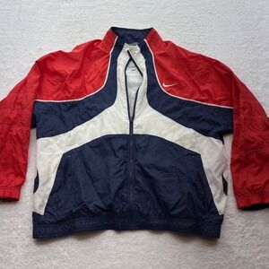Vintage Nike Colorblock Windbreaker Jacket Red Navy White Men Large 90s Retro